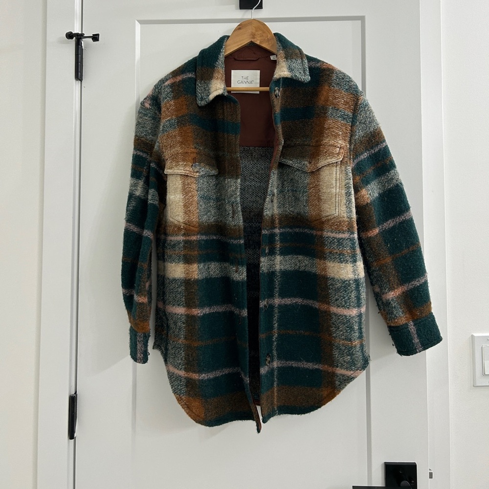 Aritzia Wilfred Ganna Jacket - Green, Brown, and Cream